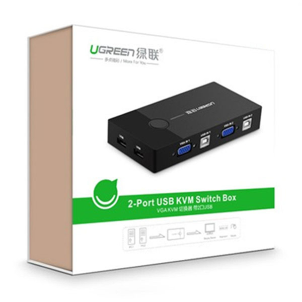 Bộ KVM Switch 2 CPU dùng 1 màn hình USB Ugreen 30357
