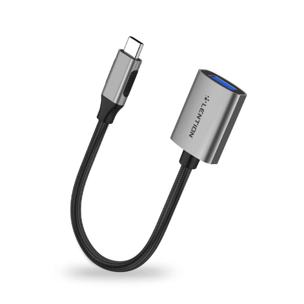 Cáp chuyển đổi Type C sang USB 3.0 Lention C6, 15cm xám

