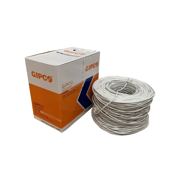 Dây mạng Gipco Cat5E UTP, 305m/cuộn, 0386, CCA 0,38mm, Vỏ nhựa PVC màu Trắng