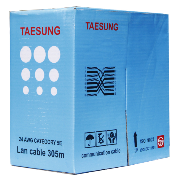 Dây mạng Taesung Cat5E FTP Outdoor, Lõi đồng, 305m/cuộn
