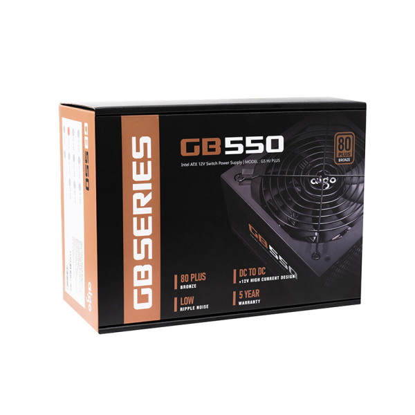 Nguồn máy tính AIGO GB550 - 550W (80 Plus Bronze/Màu Đen)
