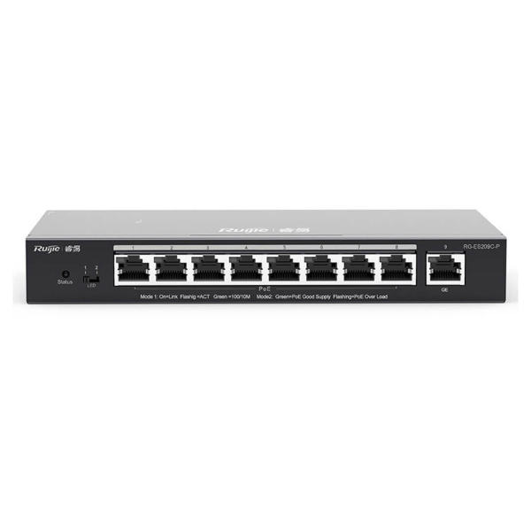 Switch Ruijie RG-ES209GC-P, 8-Port PoE 1000Mbps