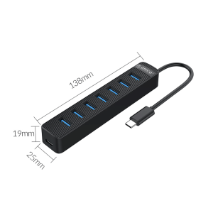 Bộ chia Type C ra 7 cổng USB 3.0 Orico TWC3-7A-BK-EP
