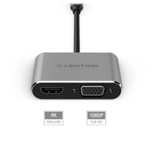 Bộ chuyển đổi Type C sang HDMI và VGA Lention C51sHV, bạc
