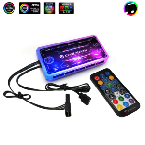 Bộ Hub Và Remote Coolmoon, Hỗ trợ Aura Sync, Gigabyte Fusion, Mystic Light Sync - Thay Đổi Hiệu Ứng Theo Nhạc