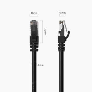 Cáp mạng đầu đúc Cat6 30m Orico PUG-C6-300-BK Đen
