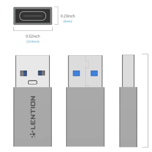 Đầu chuyển đổi từ USB 3.0 sang Type C to Lention CB-H3, xám