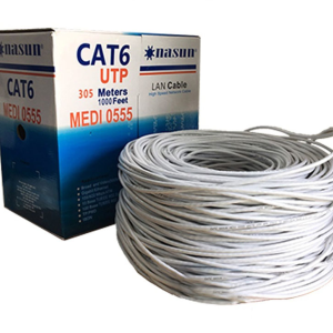Dây mạng Nasun Cat6 UTP MEDI-0555, CCA, Trắng, 305m/Cuộn