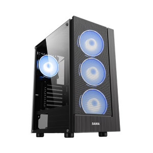Vỏ Case SAMA 3301 (Mid Tower/Màu Đen/Mặt Lưới/Kèm sẵn 3 Fan)

